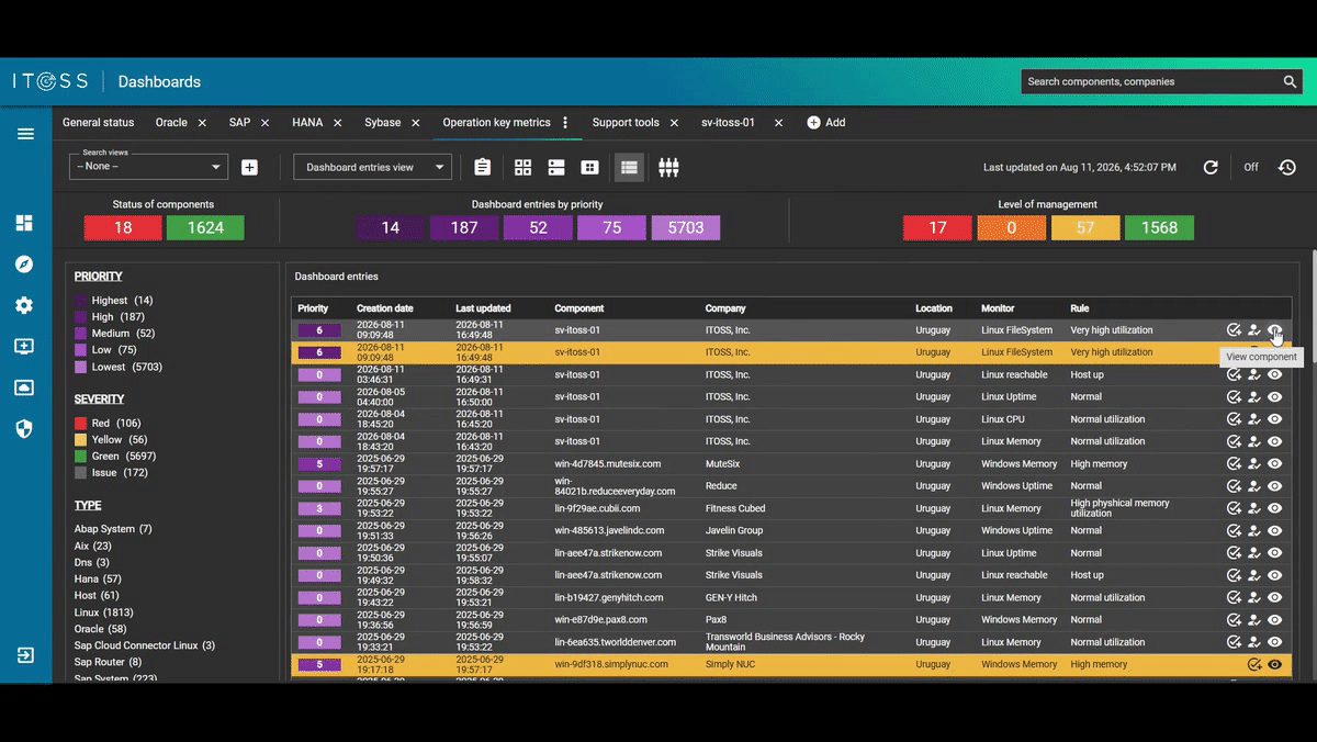 ITOSS dashboard preview